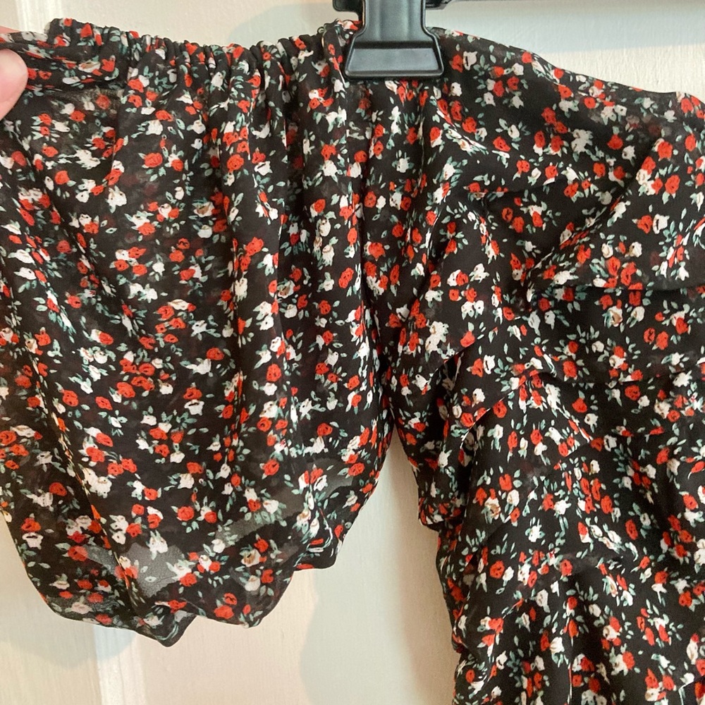 Black & Red Rose Floral Mini Dress - Picture 8 of 13